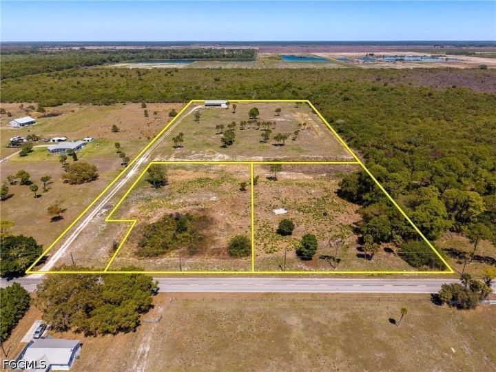 Aerial view of 14.75 acres on N River Road in Alva