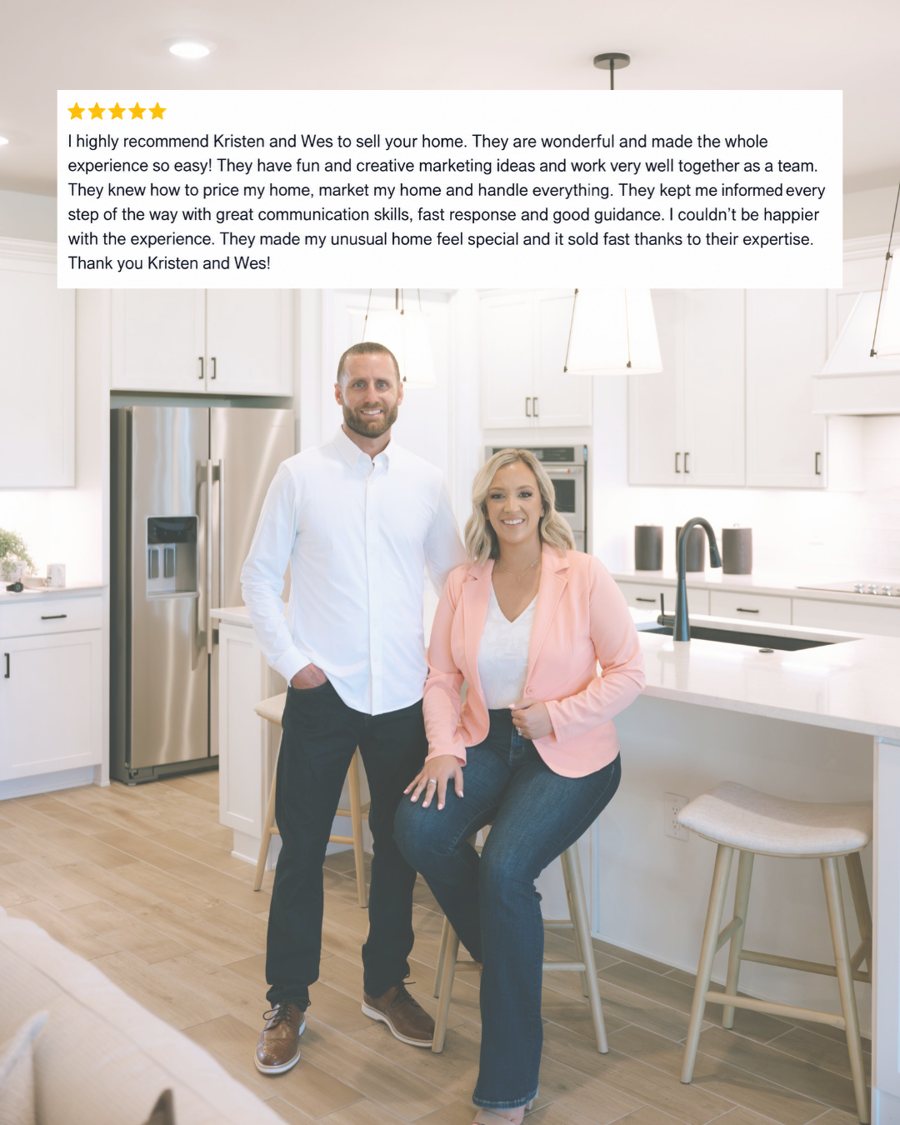 Five star Google review from Jenny over a photo of Kristen and Wesley Furbay in a kitchen